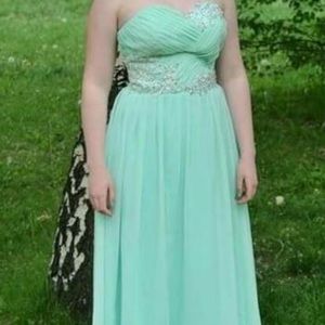Grace Karin mint green full length chiffon dress